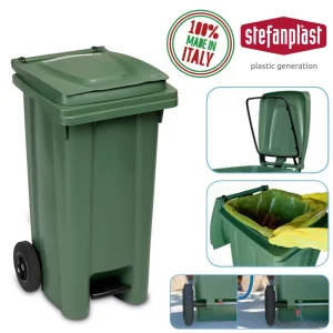 CONTENTOR LIXO 25701 VERDE 120L C/RODAS+PEDAL PLST