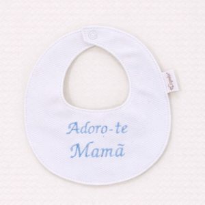 Babete Branca “Adoro-te Mamã” Azul