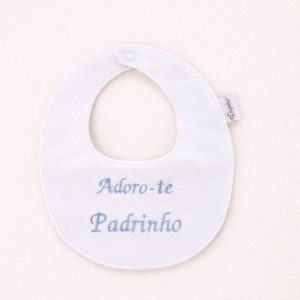 Babete Branca “Adoro-te Padrinho” Azul
