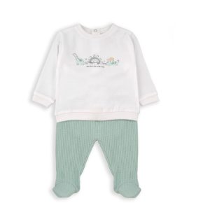 Conjunto 2 Peças em Algodão Dinossauros Verde Água