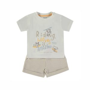 Conjunto 2 Peças Riscas Bege Babybol