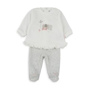 Conjunto 2 Peças De Veludo Cinza Babybol