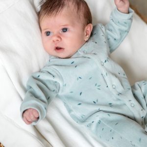Babygrow de Veludo com Folhas Verde Água Babybol