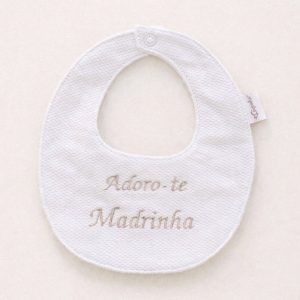 Babete Branca “Adoro-te Madrinha” Camel