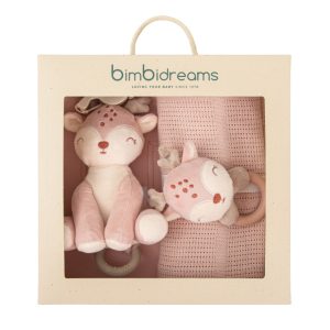 Conjunto Manta Mordedor e Doudou Rosa Bimbidreams