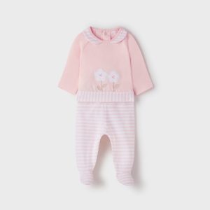 Mayoral Conj. Calças com Pés e Blusa Rosa com Flores