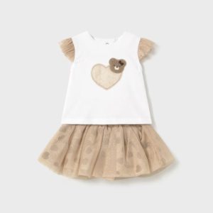 Mayoral Conjunto Camisola e Saia Tule Bege