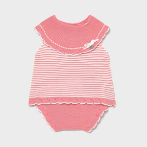 Mayoral Conjunto Tricô Riscas Rosa