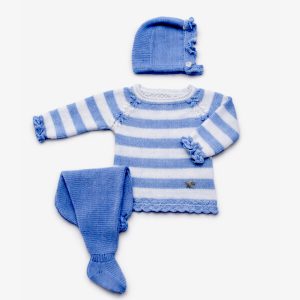 Conjunto Primeira Roupinha Riscas Azul Juliana