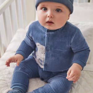 Babygrow Sem Pé Aveludado Azul Mayoral
